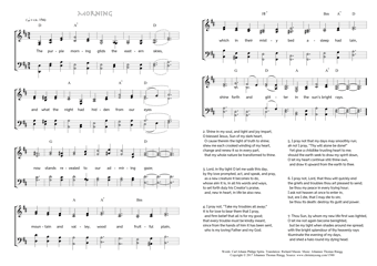 Hymn score of: The purple morning gilds the eastern skies - Morning (Carl Johann Philipp Spitta/Richard Massie/Johannes Thomas Rüegg)