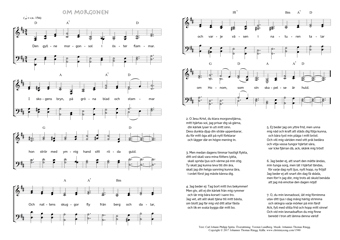Hymn score of: Den gyllne morgonsol i öster flammar - Om morgonen (Carl Johann Philipp Spitta/Torsten Lundberg/Johannes Thomas Rüegg)