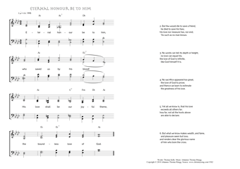 Hymn score of: Eternal honour be to him (Thomas Kelly/Johannes Thomas Rüegg)