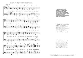 Hymn score of: See, the spring begins to waken - The wonders of the spring (Carl Johann Philipp Spitta/Richard Massie/Johannes Thomas Rüegg)