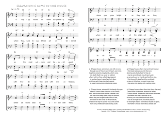 Hymn score of: O happy house, O home supremely blessed - Salvation is come to this house (Carl Johann Philipp Spitta/Richard Massie/Johannes Thomas Rüegg)