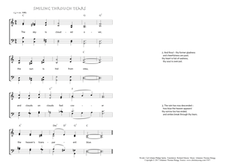 Hymn score of: The sky is clouded over - Smiling through tears (Carl Johann Philipp Spitta/Richard Massie/Johannes Thomas Rüegg)