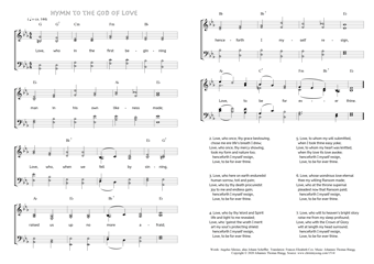 Hymn score of: Love, who in the first beginning - Hymn to the God of Love (Angelus Silesius/Frances Elizabeth Cox/Johannes Thomas Rüegg)