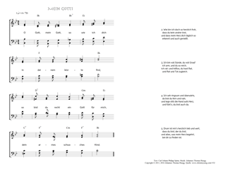 Hymn score of: O Gott, mein Gott, so wie ich dich - Mein Gott! (Carl Johann Philipp Spitta/Johannes Thomas Rüegg)