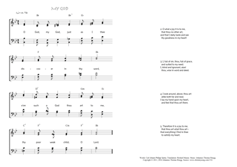 Hymn score of: O God, my God, just as I thee - My God (Carl Johann Philipp Spitta/Richard Massie/Johannes Thomas Rüegg)