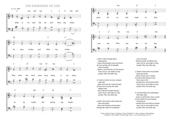 Hymn score of: What is human life below? - The shortness of Life (Salomon Franck/Frances Elizabeth Cox/Johannes Thomas Rüegg)