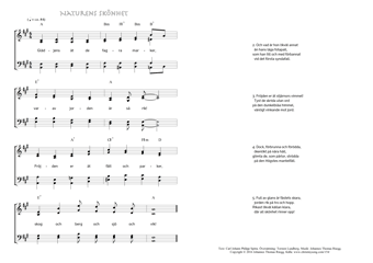 Hymn score of: Glädjens åt de fagra marker - Naturens skönhet (Carl Johann Philipp Spitta/Torsten Lundberg/Johannes Thomas Rüegg)