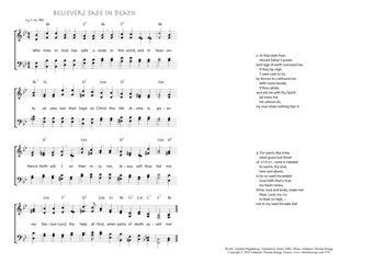 Hymn score of: Who lives in God has save abode - Believers Safe in Death (Joachim Magdeburg/Henry Mills/Johannes Thomas Rüegg)