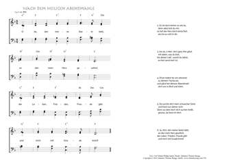 Hymn score of: O du, den meine Seele liebt - Nach dem heiligen Abendmahle (Carl Johann Philipp Spitta/Johannes Thomas Rüegg)