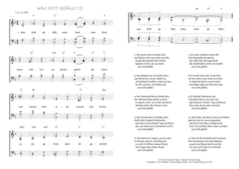 Hymn score of page 1 of: Was Gott gefällt, mein frommes Kind (Paul Gerhardt/Johannes Thomas Rüegg)