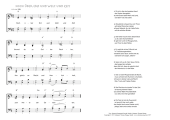 Hymn score of: Hoch über Erd und Welt und Zeit (Heinrich Siegmund Oswald/Johannes Thomas Rüegg)