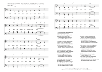 Hymn score of: Ich weiß von keinem andern Grunde (Carl Heinrich von Bogatzky/Johannes Thomas Rüegg)