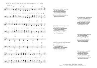 Hymn score of: Wach auf, mein Herz, die Nacht ist hin (Laurentius Laurentii/Johannes Thomas Rüegg)