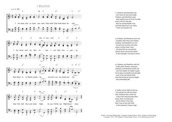 Hymn score of: I believe, and so have spoken - I believe (Carl Johann Philipp Spitta/Richard Massie/Johannes Thomas Rüegg)