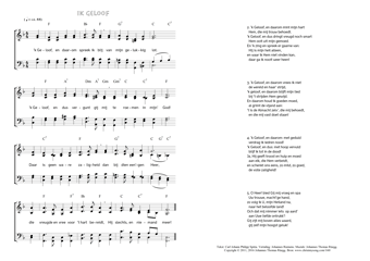 Hymn score of: 'k Geloof, en daarom spreek ik blij - Ik geloof (Carl Johann Philipp Spitta/Johannes Riemens/Johannes Thomas Rüegg)