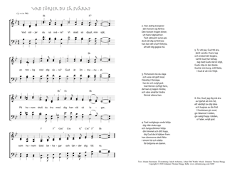 Hymn score of: Vad sörjer du så svåra? (Johann Heermann/Jakob Arrhenius/Johan Olof Wallin/Johannes Thomas Rüegg)