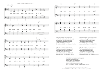Hymn score of: Der Glaube fehlt, und darum fehlen (Johann Gottfried Schöner/Johannes Thomas Rüegg)