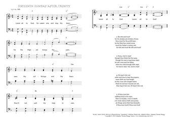 Hymn score of: Leave all to God - Sixteenth Sunday after Trinity (Anton Ulrich, Herzog zu Braunschweig/Catherine Winkworth/Johannes Thomas Rüegg)