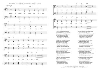 Hymn score of: Komm, o komm, du Geist des Lebens (Joachim Neander/Johannes Thomas Rüegg)