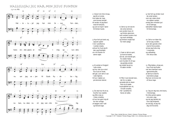 Hymn score of: Halleluja! jeg har min Jesus funden (Hans Adolph Brorson/Johannes Thomas Rüegg)