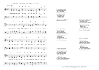 Hymn score of: Kommt und lasst uns beten! (Ehrenfried Liebich/Johannes Thomas Rüegg)
