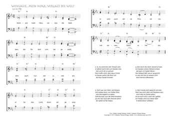 Hymn score of: Wohlauf, mein Herz, verlass die Welt (Johann Adolph Schlegel/Johannes Thomas Rüegg)