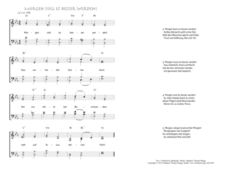 Hymn score of: Morgen soll es besser werden! (Verfasser/in unbekannt/Johannes Thomas Rüegg)