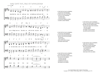 Hymn score of: Was Gott tut, das ist wohlgetan (Samuel Rodigast/Johannes Thomas Rüegg)