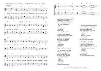 Hymn score of: Komm Gottes Geist, komm höchster Gast (Johann Ernst Wenigk/Johannes Thomas Rüegg)