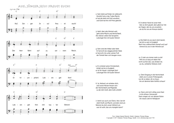 Hymn score of: Auf, Jünger Jesu! freuet euch! (Johann Samuel Diterich/Johannes Thomas Rüegg)