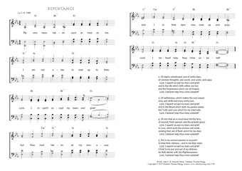 Hymn score of: My sins have taken such an hold on me - Repentance (John S. B. Monsell/Johannes Thomas Rüegg)