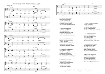 Hymn score of: Ich weiß von keinen Plagen (Ernst Gottlieb Woltersdorf/Johannes Thomas Rüegg)