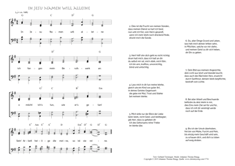 Hymn score of: In Jesu Namen will alleine (Gerhard Tersteegen/Johannes Thomas Rüegg)