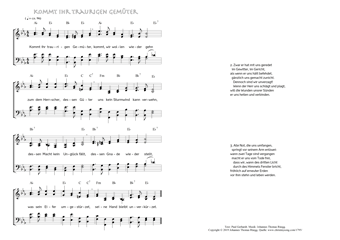 Hymn score of: Kommt ihr traurigen Gemüter (Paul Gerhardt/Johannes Thomas Rüegg)