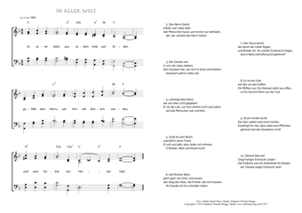 Hymn score of: In aller Welt (Johann Jakob Mess/Johannes Thomas Rüegg)