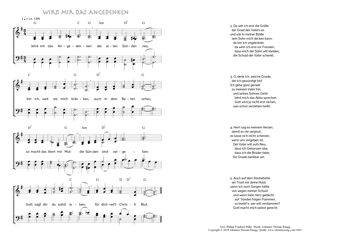 Hymn score of: Wird mir das Angedenken (Philipp Friedrich Hiller/Johannes Thomas Rüegg)