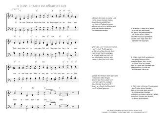 Hymn score of: O Jesus Christ! du höchstes Gut (Bartholomäus Ringwaldt/Johannes Thomas Rüegg)