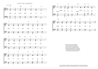 Hymn score of: Lobt den Herrn, denn nah ist er - Lobt den Herrn! (Bernhard Severin Ingemann/Johannes Thomas Rüegg)