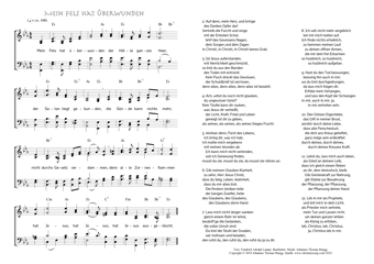 Hymn score of: Mein Fels hat überwunden (Friedrich Adolph Lampe/Johannes Thomas Rüegg)