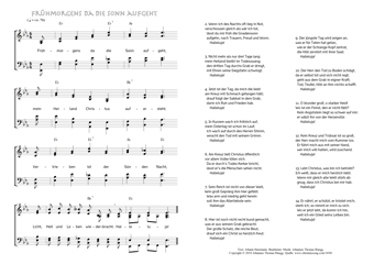 Hymn score of: Frühmorgens da die Sonn aufgeht (Johann Heermann/Johannes Thomas Rüegg)