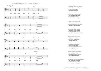 Hymn score of: Willkommen, Held im Streite (Benjamin Schmolck/Johannes Thomas Rüegg)
