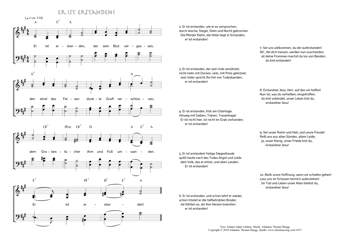 Hymn score of: Er ist erstanden, der sein Blut vergossen (Johann Adam Lehmus/Johannes Thomas Rüegg)