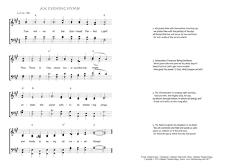 Hymn score of: True mirror of the Godhead! Perfect Light! - An Evening Hymn (Johann Franck/Catherine Winkworth/Johannes Thomas Rüegg)
