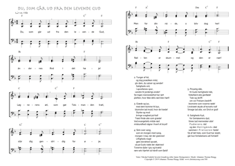 Hymn score of: Du, som går ud fra den levende Gud (Nikolaj Frederik Severin Grundtvig/Johannes Thomas Rüegg)