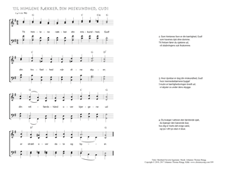 Hymn score of: Til himlene rækker din miskundhed, Gud! (Bernhard Severin Ingemann/Johannes Thomas Rüegg)