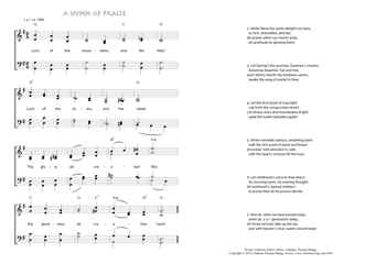Hymn score of: Lord of the mountains, and the hills! - A Hymn of Praise (Charlotte Elliott/Johannes Thomas Rüegg)