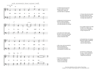 Hymn score of: Her kommer dine arme små (Hans Adolph Brorson/Johannes Thomas Rüegg)