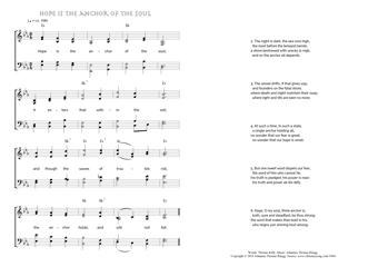 Hymn score of: Hope is the anchor of the soul (Thomas Kelly/Johannes Thomas Rüegg)