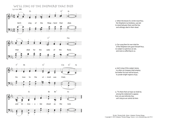 Hymn score of: We'll sing of the Shepherd that died (Thomas Kelly/Johannes Thomas Rüegg)