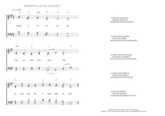 Hymn score of: Spared a little longer (Thomas Kelly/Johannes Thomas Rüegg)